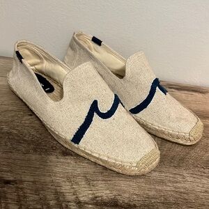 Soludos Cream and Navy Espadrilles